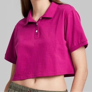 Wild Fable Short Sleeve Boxy Cropped Polo T-shirt